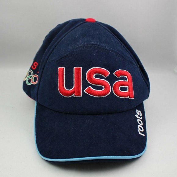 USA Olympic Hat 2002 Winter Olympic Games Roots One Size Fits All Blue - Picture 1 of 3